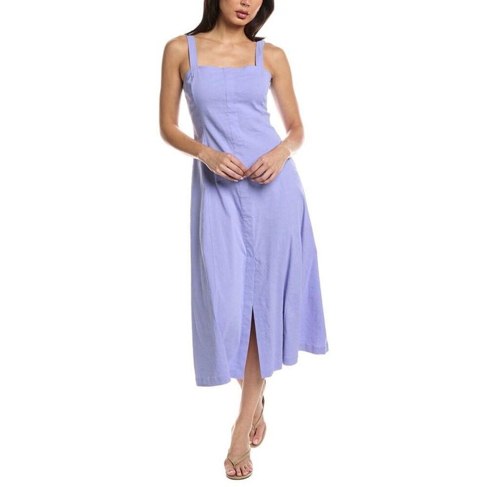 Theory Womens Linen-Blend Dress, Purple